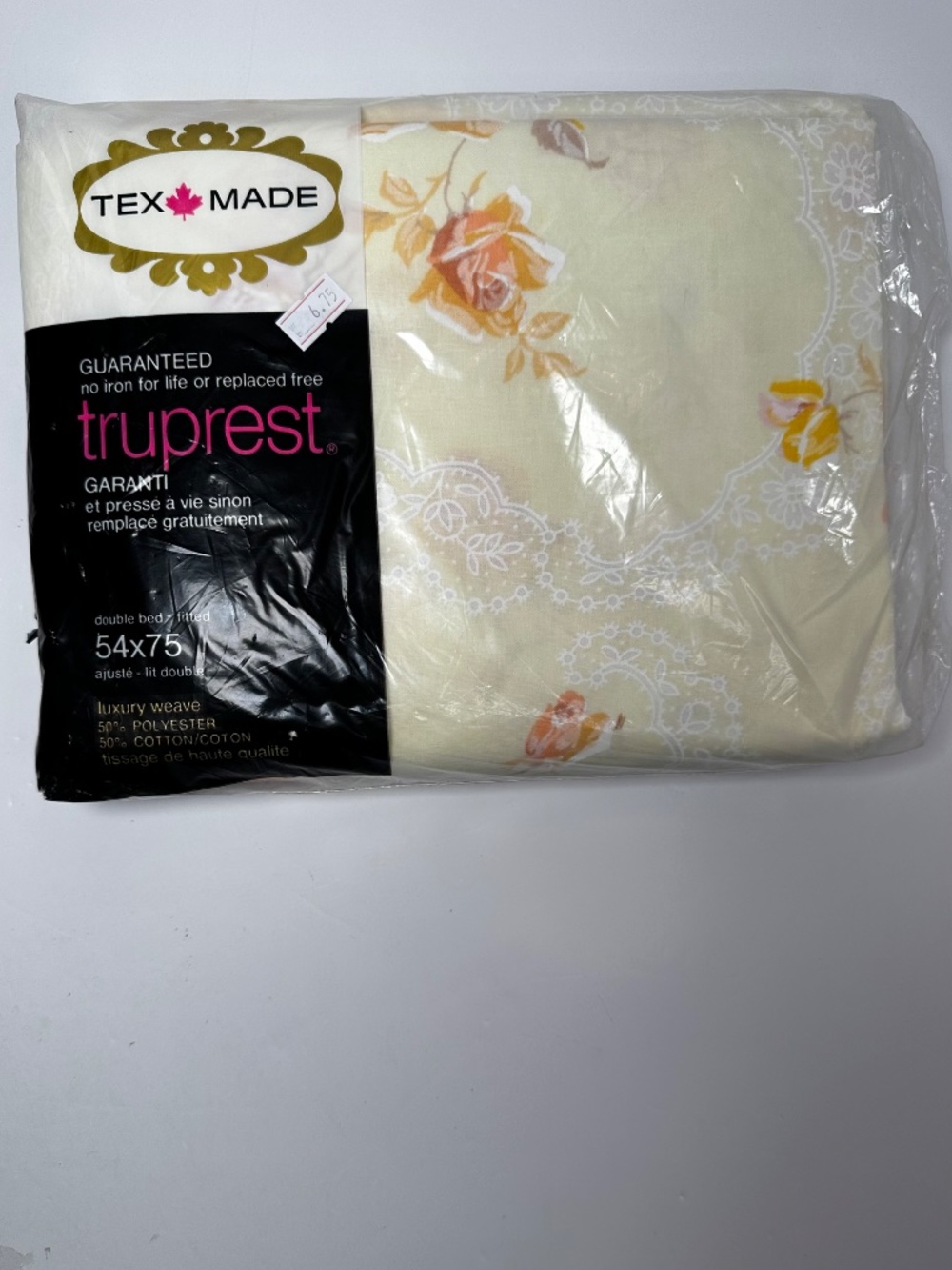 Vintage Tex-Made Truprest Double Fitted Sheet + 2 Pillowcases Floral NOS - Picture 11 of 11